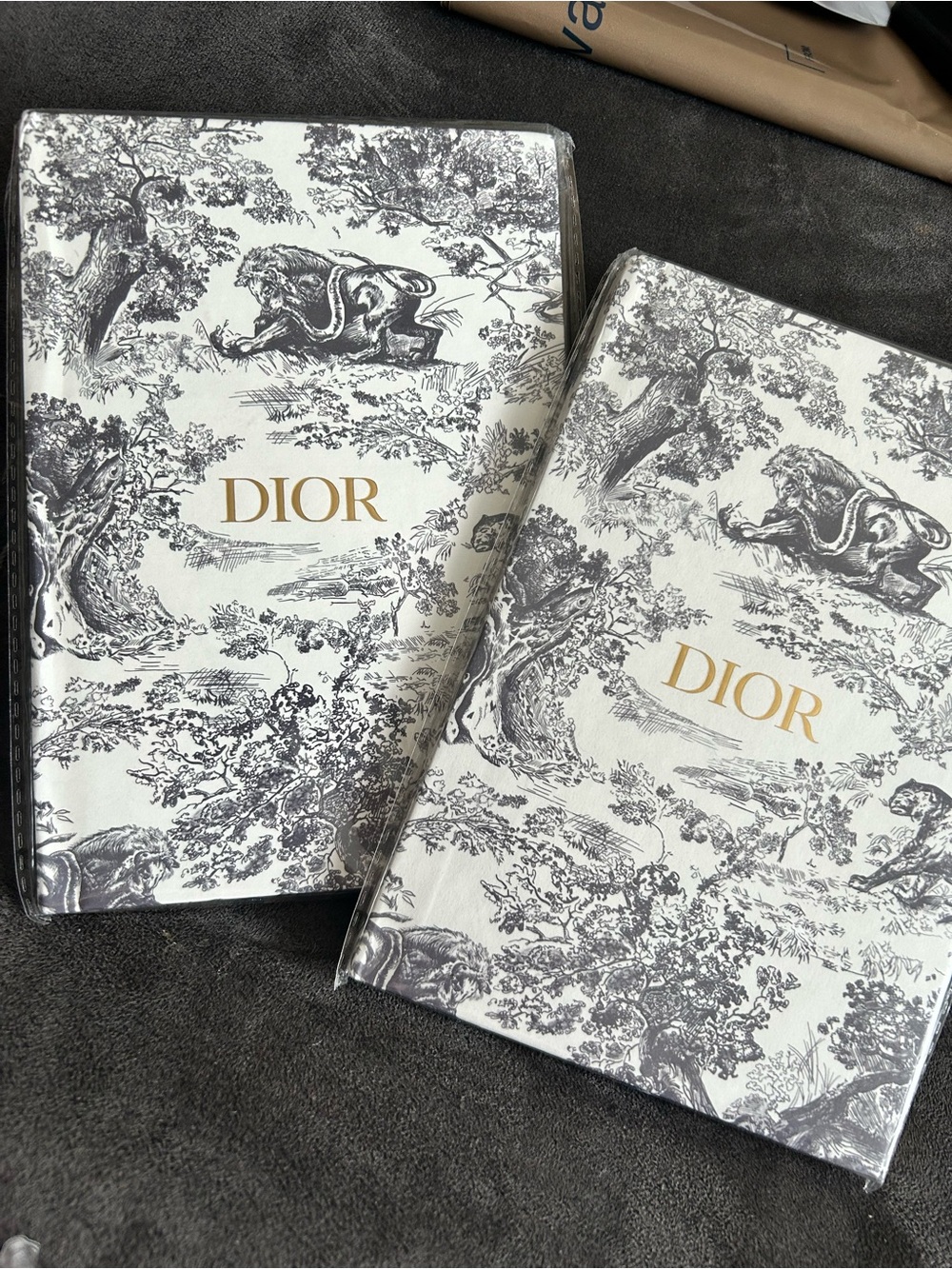 Dior Toile de Jouy Motif Notebooks in w/ Gold Logo & Gold Gilt Edges